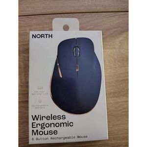 NORTH Wireless Ergonomic Mouse 6Button Recharge 2.4Ghz USB Receiver Rose Gold